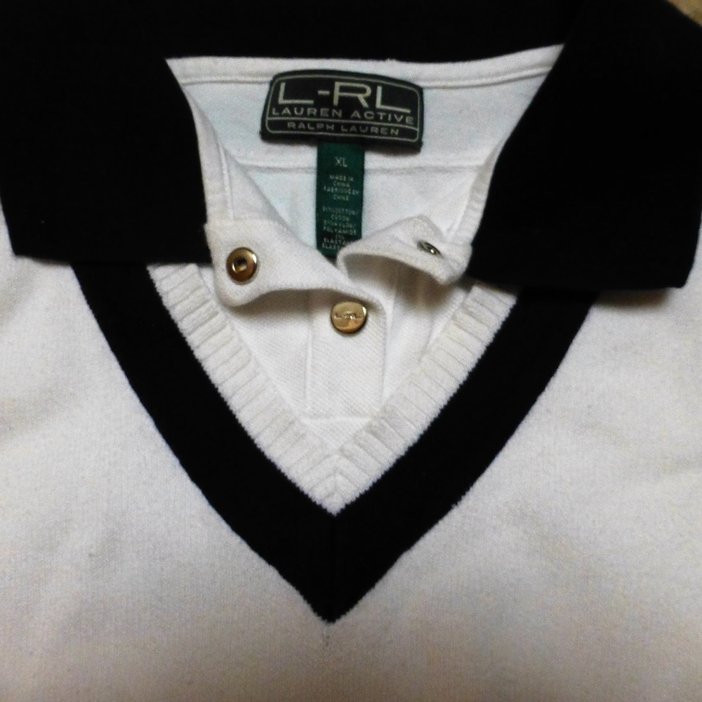 Lauren active golf vest attached polo shirt blk/wh